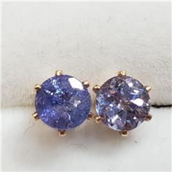 18K Yellow Gold Pink Sapphire(1.75ct) Diamond(0.06ct) Earrings (~weight 1.65g), Made in Canada, Appr