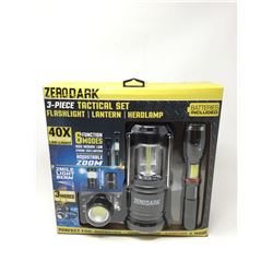Zero Dark 3 Piece Tactical Set Flashlight, Lantern and Headlamp
