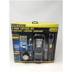 Zero Dark 3 Piece Tactical Set Flashlight, Lantern and Headlamp