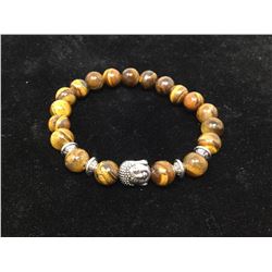 Beaded Tigers Eye Buddha Bracelet