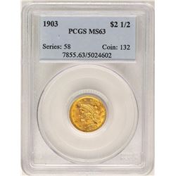 1903 $2 1/2 Liberty Head Quarter Eagle Gold Coin PCGS MS63