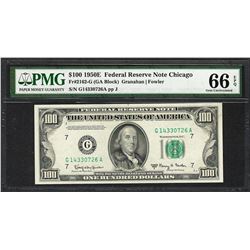 1950E $100 Federal Reserve Note Chicago Fr.2162-G PMG Gem Uncirculated 66EPQ