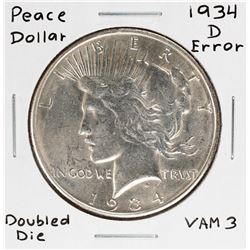 1934-D Doubled Die VAM-3 $1 Peace Silver Dollar Coin Error