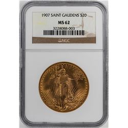 1907 $20 St. Gaudens Double Eagle Gold Coin NGC MS62