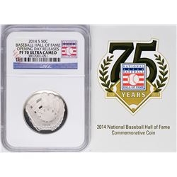 Opening Day 2014-S Proof Baseball Hall of Fame Half Dollar Coin NGC PF70
