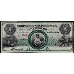 1800's $1 State at New Brunswick Obsolete Note