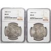 Image 1 : Lot of 1884-O & 1885-O $1 Morgan Silver Dollar Coin NGC MS63