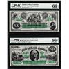 Image 1 : Matching Low Serial 1872 $20 & $50 South Carolina Obsolete Notes PMG Gem Unc. 66EPQ