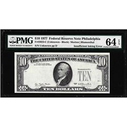 1977 $10 Federal Reserve Note Insufficient Inking ERROR PMG Choice Uncirculated 64EPQ
