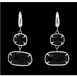 14KT White Gold Ladies Faceted Black Gemstone Dangle Earrings