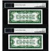 Image 2 : (2) Consecutive 1928A $1 Silver Certificate Notes Fr.1601 PMG Gem Uncirculated 65EPQ