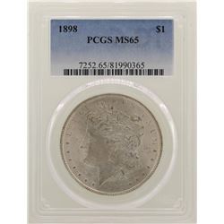 1898 $1 Morgan Silver Dollar Coin PCGS MS65