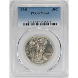 1941 Walking Liberty Half Dollar Coin PCGS MS64