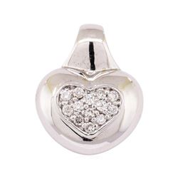 14KT White Gold 0.30 ctw Diamond Heart Motif Pendant