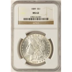 1889 $1 Morgan Silver Dollar Coin NGC MS62
