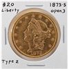 Image 1 : 1873-S Open 3 $20 Liberty Head Double Eagle Gold Coin