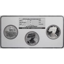 2006 20th Anniversary (3) Coin American Silver Eagle Set NGC MS69/PF69