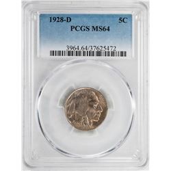 1928-D Buffalo Nickel Coin PCGS MS64