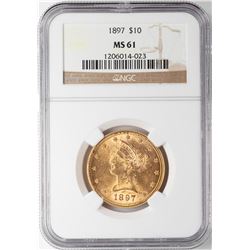 1897 $10 Liberty Head Eagle Gold Coin NGC MS61