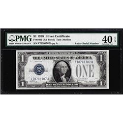 Radar Serial Number 1928 $1 Funnyback Silver Certificate Note PMG Extremely Fine 40EPQ
