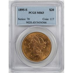 1895-S $20 Liberty Head Double Eagle Gold Coin PCGS MS63