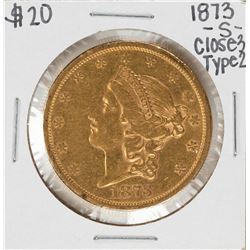 1873-S Closed 3 Type 2 $20 Liberty Head Double Eagle Gold Coin