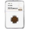 Image 1 : 1872 Indian Head Cent Coin NGC VF30 BN