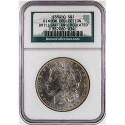 1884-O $1 Morgan Silver Dollar Coin NGC Brilliant Uncirculated Binion Hoard