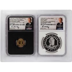 1792-2017 Half Disme 1/10 oz. Gold & 1oz. Silver Medals NGC PF70 W/ Moy Signature Set