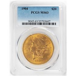 1904 $20 Liberty Head Double Eagle Gold Coin PCGS MS63