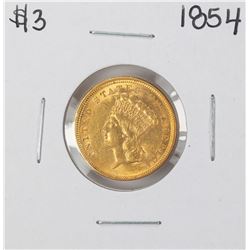 1854 $3 Indian Princess Head Gold Coin
