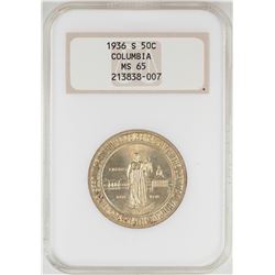 1936-S Columbia Sesquicentennial Commemorative Half Dollar Coin NGC MS65