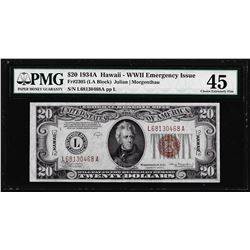 1934A $20 Hawaii WWII Emergency Issue Federal Reserve Note PMG Extremely Fine 45