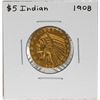 Image 1 : 1908 $5 Indian Head Half Eagle Gold Coin