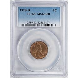 1928-D Lincoln Wheat Cent Coin PCGS MS63RB