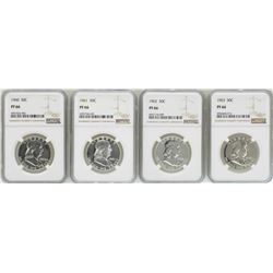 Lot of 1960-1963 Proof Franklin Half Dollar Coins NGC PF66