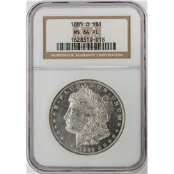 1885-O $1 Morgan Silver Dollar Coin NGC MS64 PL