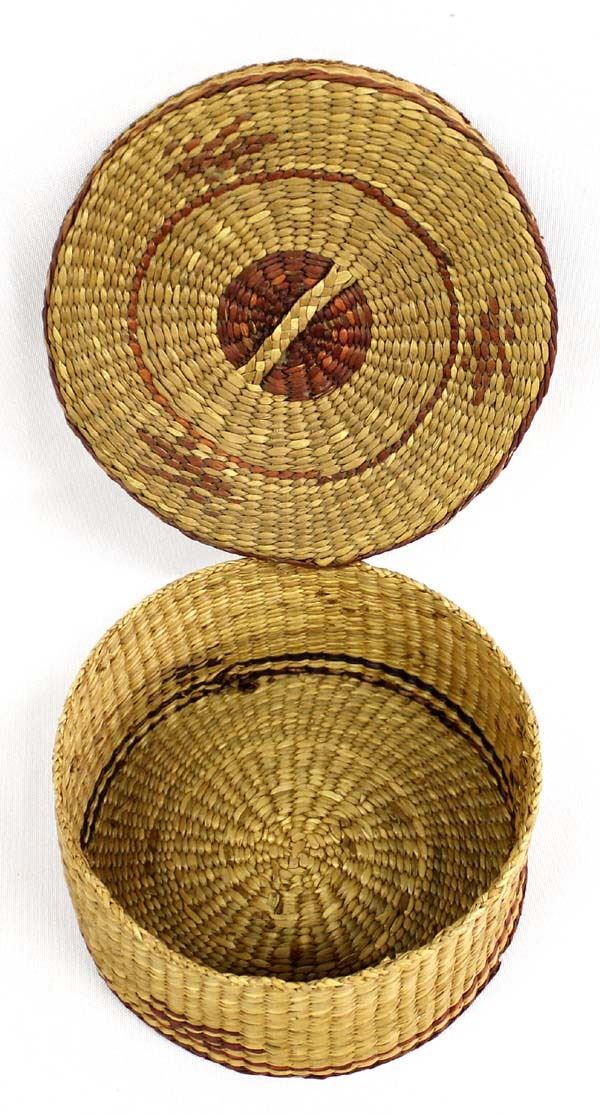 Lidded Ethnic Tightly Woven Basket
