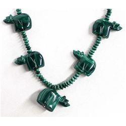 Navajo Malachite Carved Bear Fetish Necklace