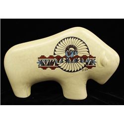 Ceramic Buffalo with Design by Tu-oti