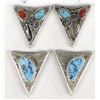 Image 3 : 3 Pairs of Navajo Sterling Turquoise Collar Tips