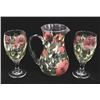 Image 3 : Hand Painted Glass Pitcher & 2 Goblets