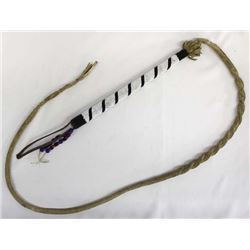Long Native American Beaded Leather Whip
