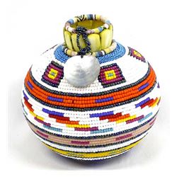 Hand Beaded Glass Vase by Kathy Kills Thunder