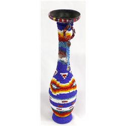 Hand Beaded Metal Vase by Kathy Kills Thunder