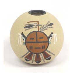 Navajo Sand Painted Pottery Seed Jar by Ben Chapo