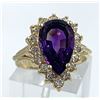 Image 2 : 14KT YELLOW GOLD AMETHYST & DIAMOND RING