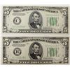 Image 1 : TWO 1934-C $5.00 FEDERAL RESERVE NOTES