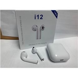 NEW i12 wireless auto pairing PODS with charging case. touch control blue tooth headphones