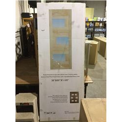 Natural Clear Pine French Door w/ 3 Sandblasted Glass Lites (30" x 80" x 1-3/8")